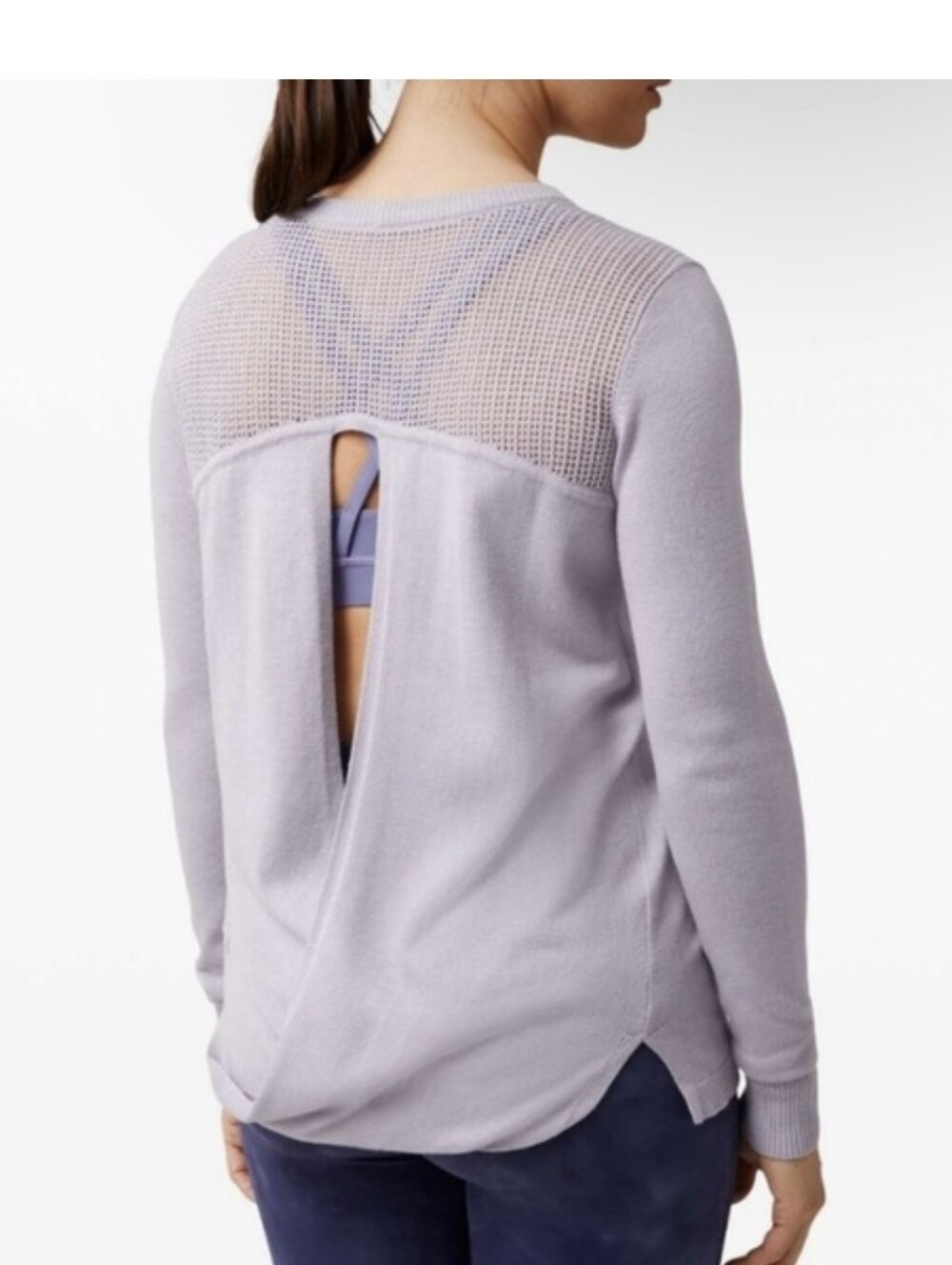 Lululemon Back To Balance Cashmere Blend  Sweater Iced Iris Open Back Size Small